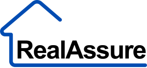 Logo of RealAssure featuring a house outline and the name in bold text.